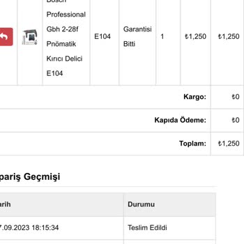 Ekinler Profesyonel El Aletleri İade İçin Yardım Talebi