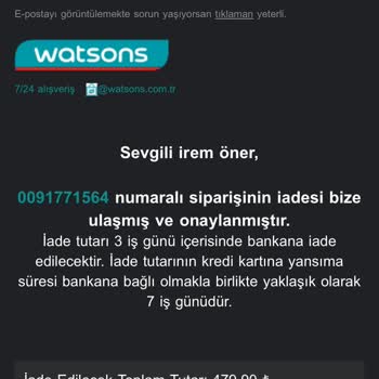 Watsons Siparişimi İptal Ediyor