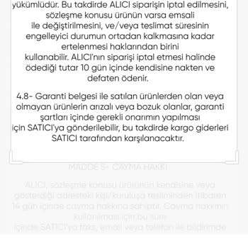 Hazelanna Kusurlu Ürüne Eksik Geri İade Ödemesi