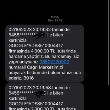 QNB Kredi Kartımdan İzinsiz Google Ads Para Çekti