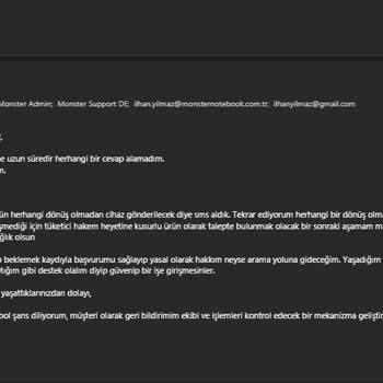 Monster Notebook Tulpar V20.3 Sorunlu Seri Ürün
