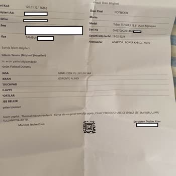 Monster Notebook Tulpar V20.3 Sorunlu Seri Ürün