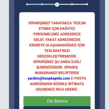Hoopkapıda Siparişimin Teslim Edilmemesi