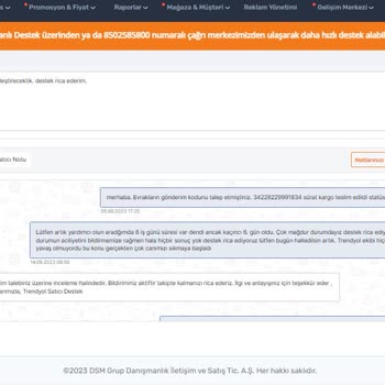 Trendyol Satıcı Destek Ve Bildirim Hattı