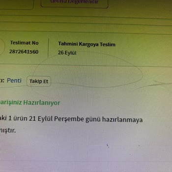 Trendyol'dan Aldığım Ürünüm Kargoya Verilmedi