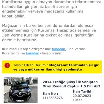 Sahibinden Haksız Yere Yapılan Uygulamalar