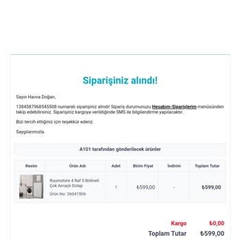 A101 Siparişin Teslim Edilmemesi