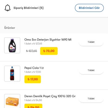 Cepte Şok Uygulaması Sipariş Sorunu