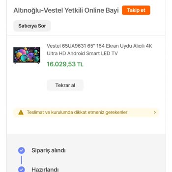 Horoz Lojistik Hepsiburada TV Siparişi Problemi