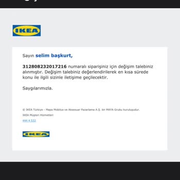 IKEA Hasarlı Gelen Ürünün Değişiminin Yapılmaması