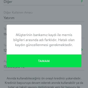 TEB Bankası İsim Güncelleme Yapamıyorum Sürekli Hata Veriyor