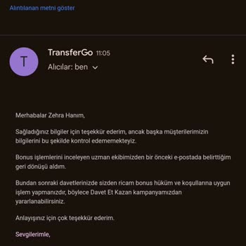 Transfergo Kazandığım Ödülü Hesabımdan Kaldırdı