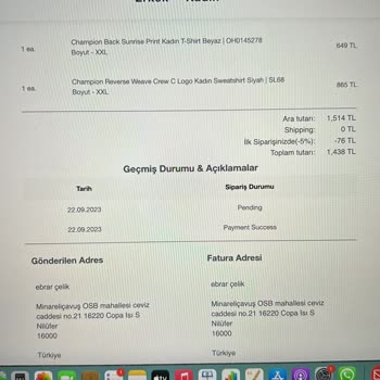 Champion Giyim Champion Ürünleri Teslim Etmedi