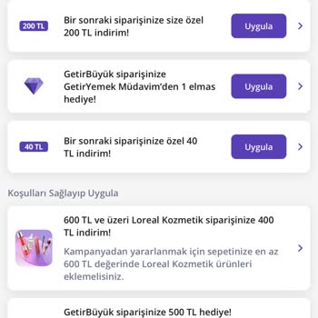 Getir Hediye Çeki Kullanımı