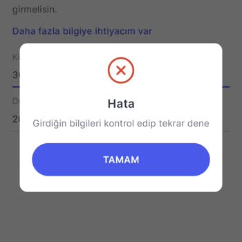 Midas Kimlik Bilgisi Kabul Etmiyor