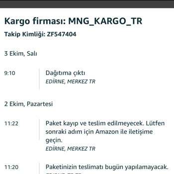 Amazon Kargomun Teslim Edilememesi
