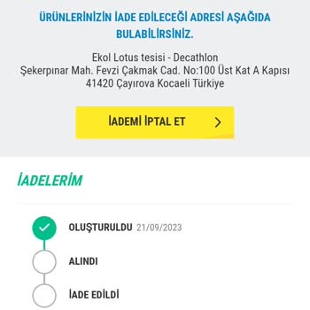 Decathlon İade Oluşturdum Ürün Alınmamış