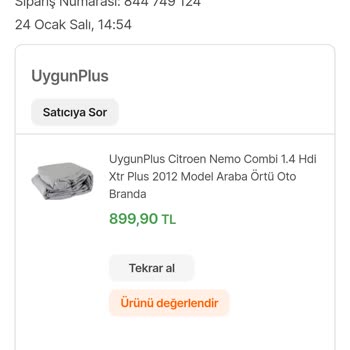 Hepsiburada Uygun Plus'tan Alınan Araba Brandası Yırtıldı
