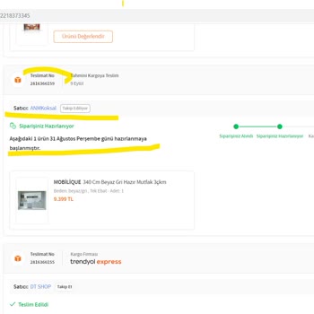 Trendyol Satıcısı Anmkoksal Siparişimi Göndermiyor