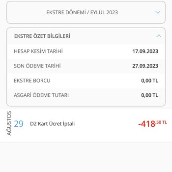 Denizbank D2 Kart Ücret İptali İçin 418,5 TL Kesinti Olmuş