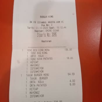Burger King Tabela Başka Kasa Başka