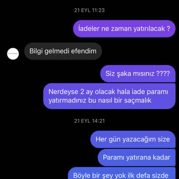 Sehrimodabutik İade Parasını Yatırmıyor