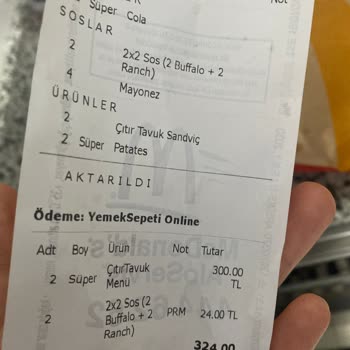 Yemeksepeti Sipariş Eksik Ürün