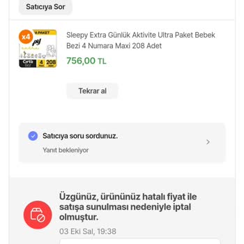 Sleepy Sebepsiz Yere Siparişim İptal Edildi!