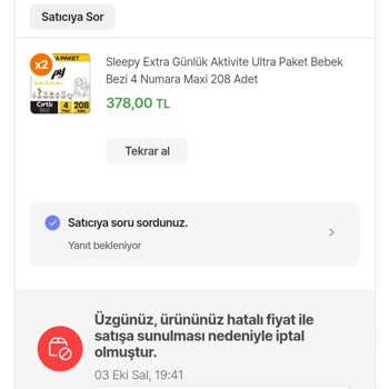 Sleepy Sebepsiz Yere Siparişim İptal Edildi!