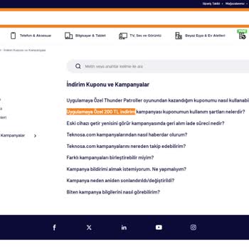Teknosa Kendi Sayfasındaki Kampanyadan Haberi Yok.