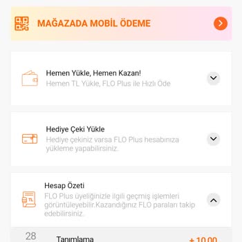 FLO Mağazası Yüklenen Para Kısmındaki Paramla İşlem Yaptırmıyor