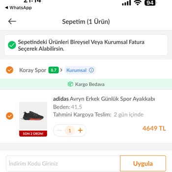 Boyner Sepete Koyup Aldığım Ürün Aslında Bitmiş