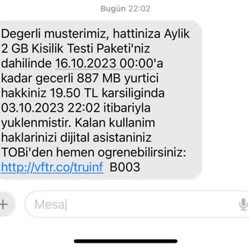 Vodafone İstek Dışı Paket Tanımlaması
