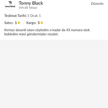 Tonny Black Yanlış Ürün Göndermeleri Ve Şikayeti Reddetmeleri