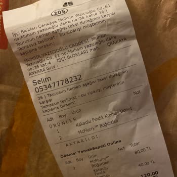 McDonald's Bozuk Ve Tamamen Alakasız Gelen Sipariş Hakkında
