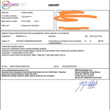 Enpara EFT İptalini Gerçekleştirmiyor!