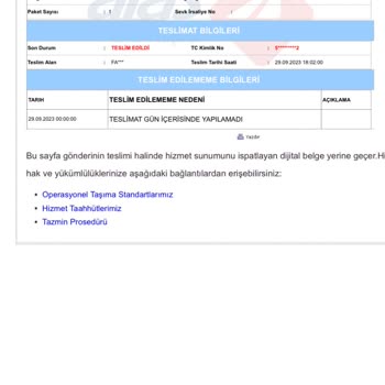 Aras Kargo Kargo Teslimatı Yapılmadı