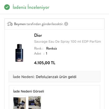 Beymen Dior Sauvage EDP Parfüm Kırık Olarak Geldi İadem Sağlanmadı