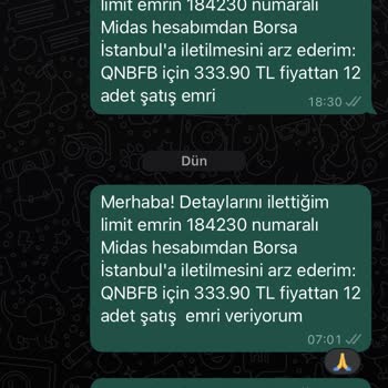Midas'a Verdiğim İnternet Üzerinden Satış Emrini Hk