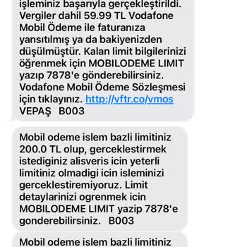 Vodafone Mobil Ödeme Limit