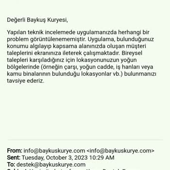 Baykuş Kurye Uygulaması Sorunu