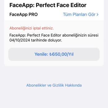 Faceapp Abonelik İptali Oluşturdum