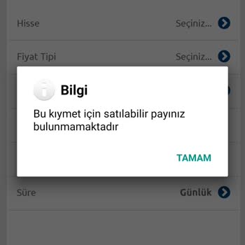 Yapı Kredi Bankası Satış Emri Veremiyorum