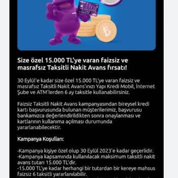 Yapı Kredi Bankası Sıfır Faiz Nakit Avans Vermemek İçin Elinden Geleni Yapıyor