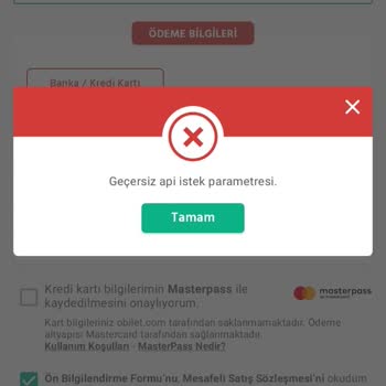 Obilet Geçersiz Api İstek Parametresi