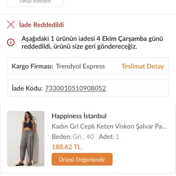 Trendyol Yanlış Beden Gönderip İadeyi Kabul Etmiyorlar!