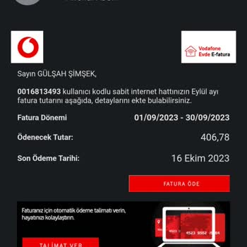 Vodafone Net Modem İade Faturası