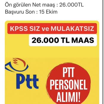 Memuratamalari.com KPSS Şartsız PTT Personel Alımı