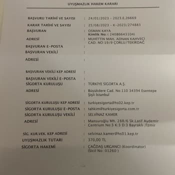 Türkiye Sigorta Değer Kaybı Ödenmedi