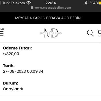 Meysadesign Ürün Aldım İadem Yapılmıyor